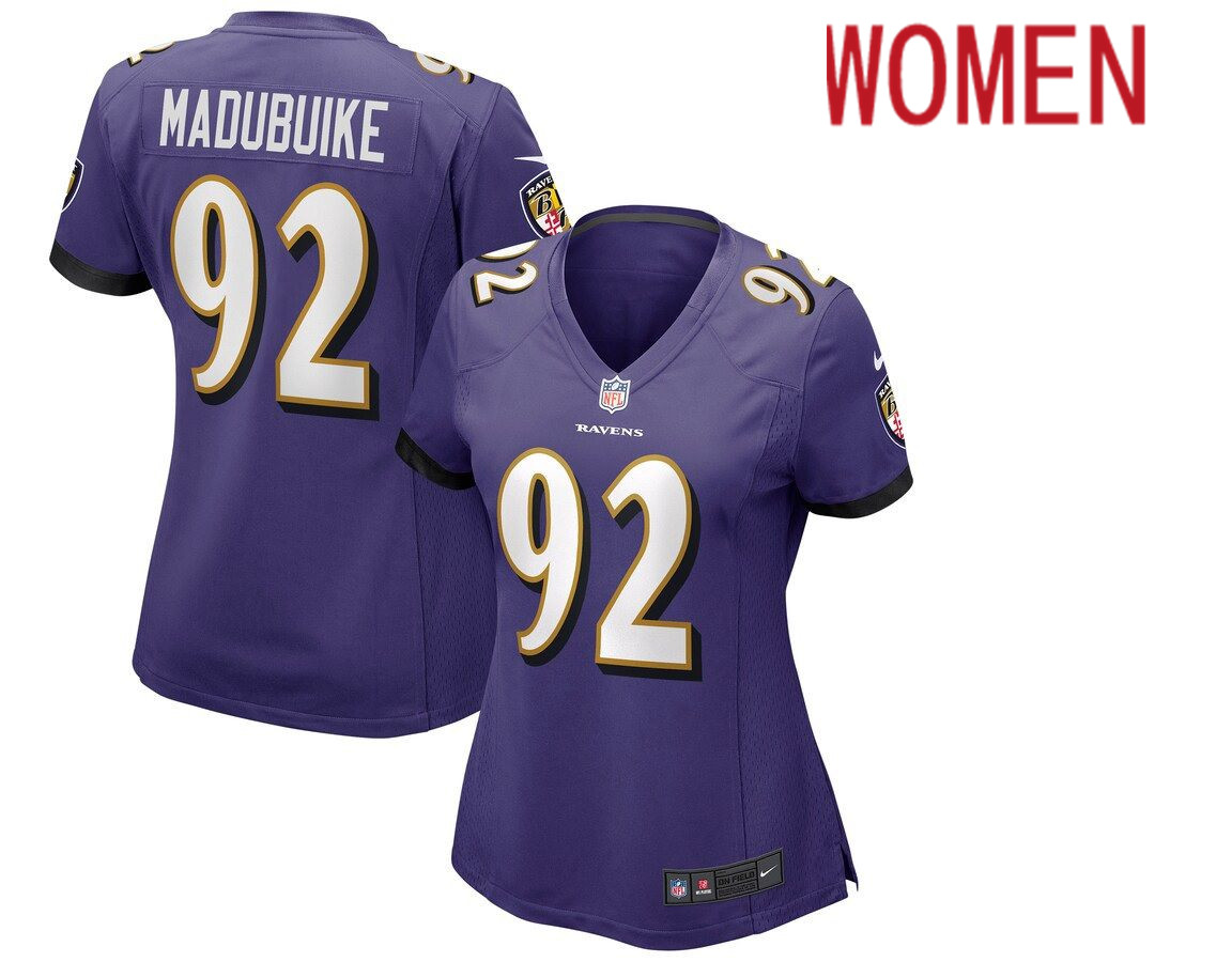 Women Baltimore Ravens 92 Justin Madubuike Nike Purple Game NFL Jersey